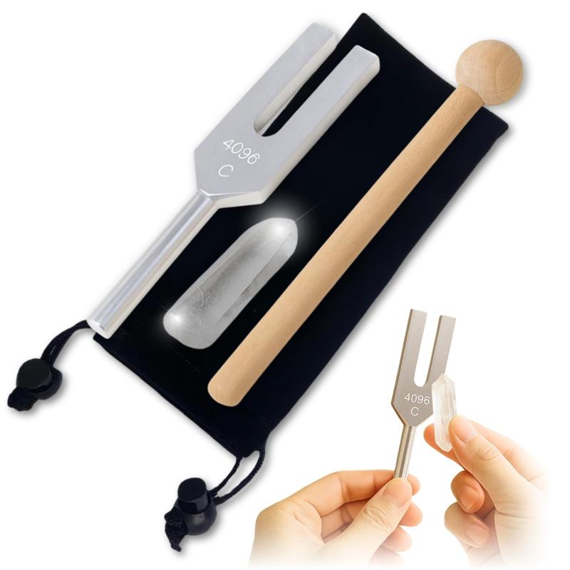 ideamall 音叉 チューナー ヒーリング クリスタルチューナー 浄化 収納ポーチ付き 4096HZ