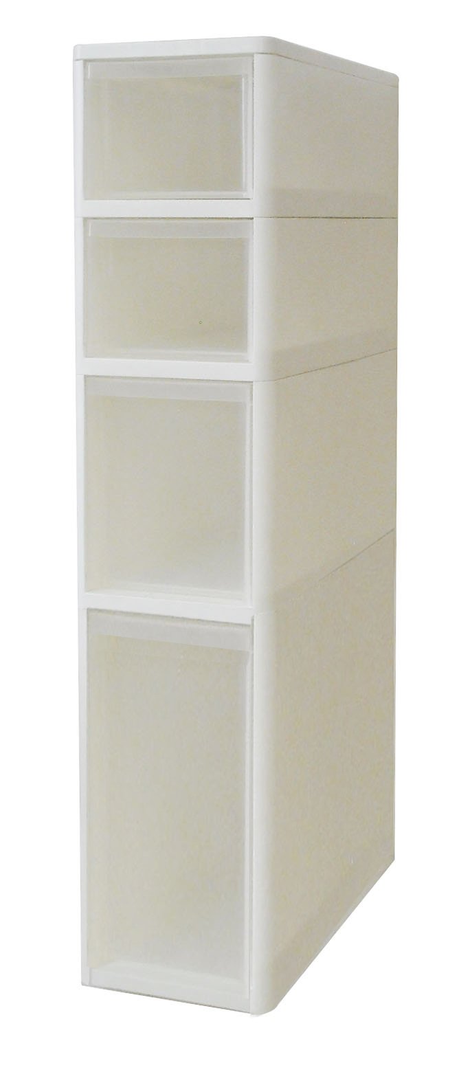 ・サイズ:18×40×85cm ・重量:3.9kg ・生産国:日本 ・仕様:本体底面コロ(半埋込型)2個付 ・素材:天板、枠、引き出し、コロ/ポリプロピレン ・組立:不要(完成品)