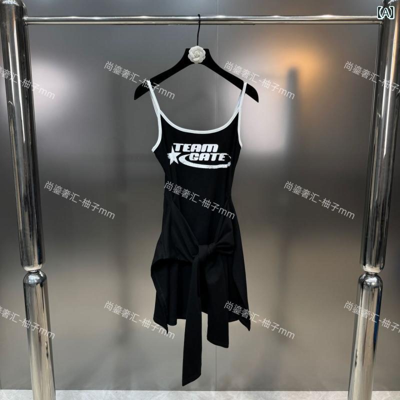 ワンピース レディース ノースリーブ キャミソール 重ね着風 フレア ミモレ丈 コットン混 紐付き ゆったり 体型カバー 通気性 お出かけ 春夏 涼しい