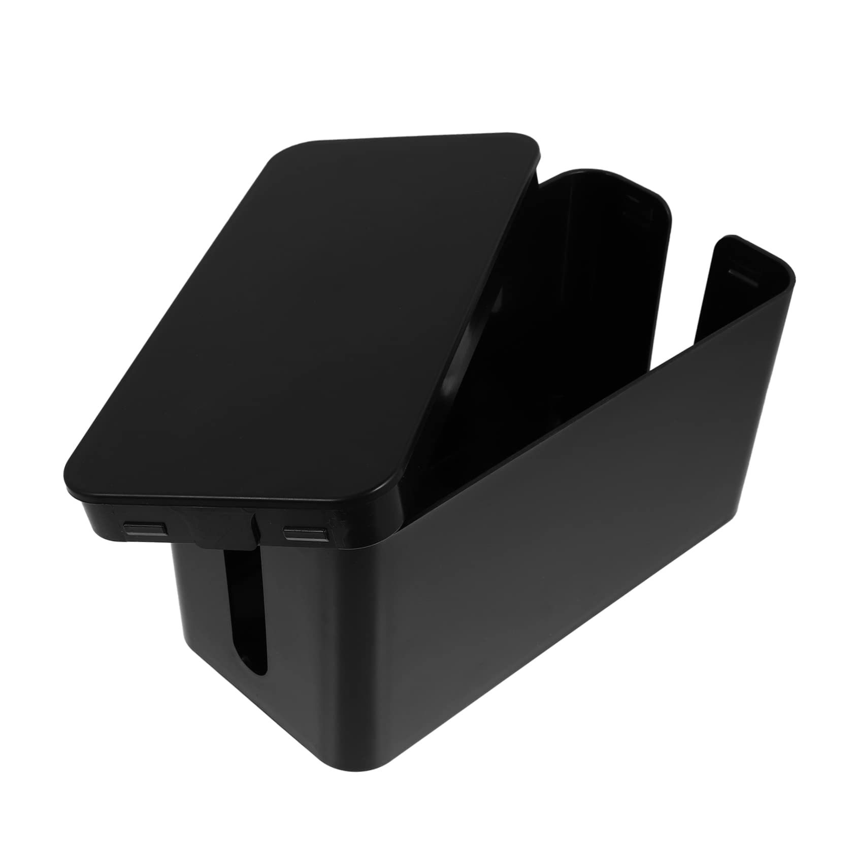 ・サイズ:約23×12×11cm ・素材:プラスチック ・カラー:ブラック ・機能:取り外し可能なカバー、側面の中空設計