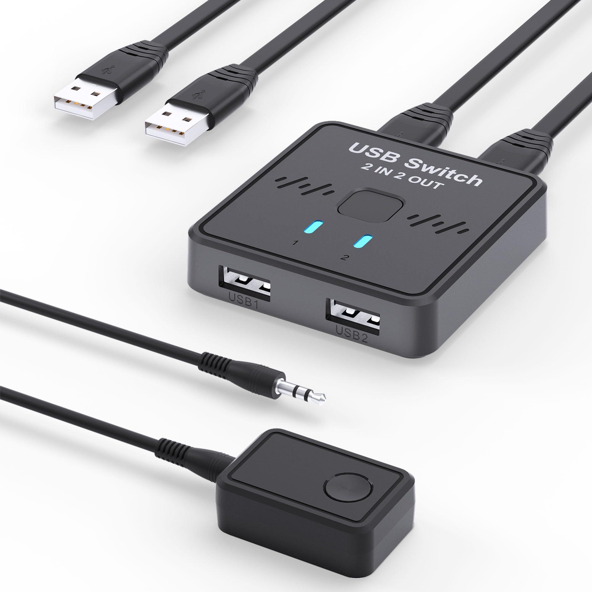 USB 切替器 2入力2出力 USB切替機 2台PCでキーボード マウス プリンタ スキャナ Webカメラなどを共有 2本のUSBケーブ…