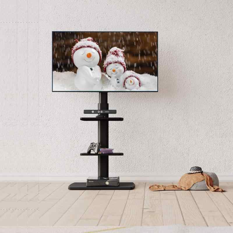 FITUEYES テレビ台 壁寄せテレビスタンド 32-70インチテレビに対応 高さ角度調節可能 耐荷重40kg 木目 木製底板 中段棚二枚付(2.0)