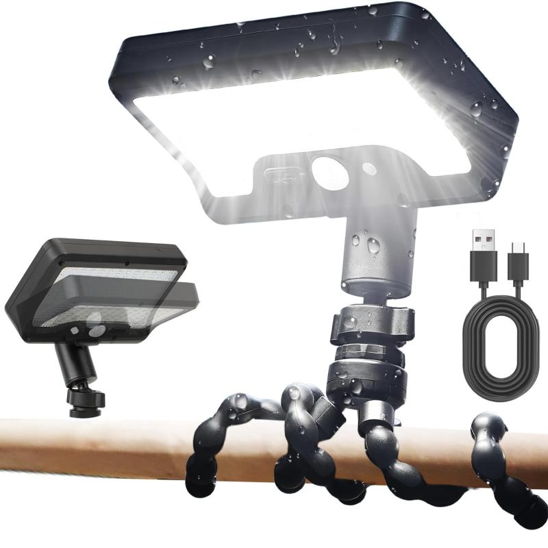 ソーラーライト 屋外 人感センサーライト 自在曲がり三脚付 1000lm 高輝度 昼白色6500K 3つ感知モード 明暗/人感センサー 360°調整可能 USB/ソーラー充電式 自動点灯消灯 IP65防水 省エネ 取り付