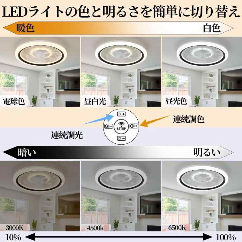 シーリングファンライト ZXhome 50cm 扇風機 一台二役 APP/リモコン遠隔操作 LED天井ライト ファン付きシーリングライト 昼光色 昼白色 電球色 無階段調光/調色 6階段風量調整 ファン付き照明 正