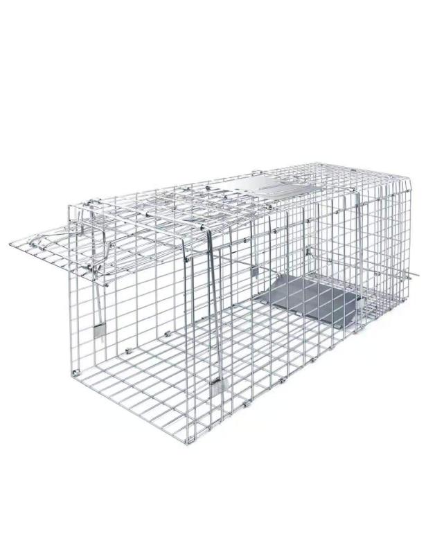 REDHAT 動物用捕獲器 アニマルトラップ 踏み板式 野良猫 迷子猫 小動物 保護 害獣駆除 農業作物保護 簡単組立 設置 (M 66cm*23cm*26cm) 鉄製 シルバー