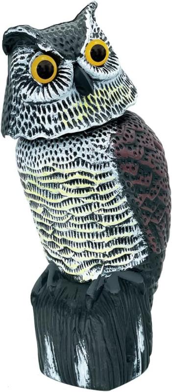 Skycabin 首振りフクロウ本物そっくり フクロウ 鳥よけフクロウ 【怖がらせ駆除・防鳥防獣対策】風に揺れて360度動く 怖がらせる 駆除 ハト、スズメ、カラス、ムクドリ、ヒヨドリなど 鳩よ