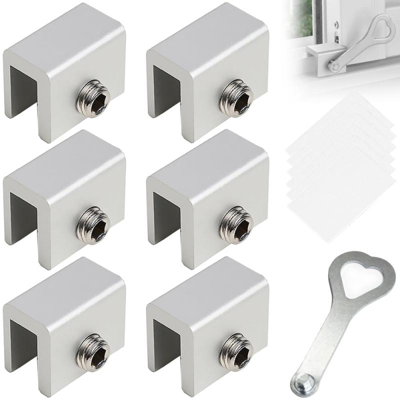 窓 ロック 網戸ストッパー ストッパー 6個セット サッシ用ストッパー ドア ウインドロック サッシ ストッパー 窓ストッパー 調整可能 取り付け簡単 補助錠 猫 サッシ ロック 猫網戸脱走防止セット内容：リミットロック*6個+ネジ*6個、取付工具（垂直ハート型六角スパナ）*1個直径5mm、保護プレート*4本；スライドウィンドウロックはアルミニウム合金製で、耐久性があり、錆びにくく、再利用可能です。スライド窓ロックにはゴムクッションが付いており、窓に傷がついたり傷ついたりするのを防ぎます。窓用ストッパー：この小さなセキュリティロックは、あなたのセキュリティとプライバシーを大幅に向上させることができます。中庭の引き戸や引き違い窓を固定するために窓サッシロックを設置することで、不要な侵入者を防ぎ、落下事故を回避し、豪雨やハリケーンの被害から財産を守ることができます。窓用リミッター詳細サイズ：リミッター(10MMシングルホール)；トラック高さ9mm以上のみ使用可能；適用トラック厚さ:7~10mm；内幅:10mm；（本製品はトラック付きのウィンドウタイプに適しています。購入する前に、ロックとの互換性のためにあなたの窓のトラックまたはドアのトラックの高さと幅のサイズを測定してください。まず位置を確認し、窓のトラックにロックを配置し、垂直キーまたは六角キーを使用してネジを締め、簡単にインストールし、インストールに追加のツールやドリルは必要ありません。移動が簡単で、窓の幅を調節して、窓やドアを完全に閉めたり、換気することができます。幅広い用途：窓の安全ロックは、家庭、アパート、ホテル、幼稚園、RV車、オフィスなど様々な状況で広く使用することができます。ウィンドウロックは自由にスライドウィンドウを部分的に開いたり、完全に閉じたりするように制御することができ、軽量で小さく、キャンピングカーのロック交換に非常に適しており、より多くの安全保護を提供します。