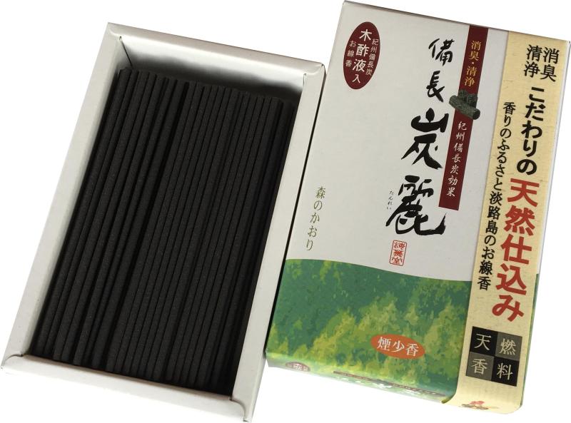 梅薫堂 備長炭麗 森のかおり ミニ寸/日本製 淡路島 ばいくんどう 線香 お香 仏壇 煙の少ない 消臭 清浄 浄め 浄化 香り少ない 短時間用 （普賢堂仕様）