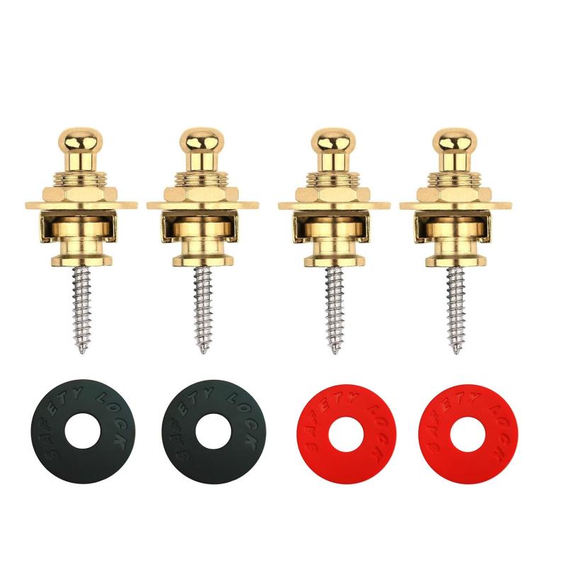 4個入り ギターストラップロックピン メタル製 ギターアクセサリー ストラップバックル 滑り止め 落下防止 取り付け簡単 ロックピン互換 適用範囲 エレキギター/アコースティックギター/