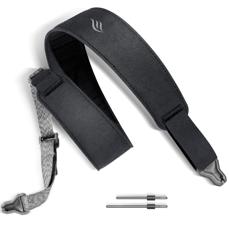 [enya] ギターストラップ 磁気ストラップロック付き ギター、ベース、ウクレレ用 PUレザー素材 ブラック ブルー イエロー リリース 片手で長さを調節（MS1）