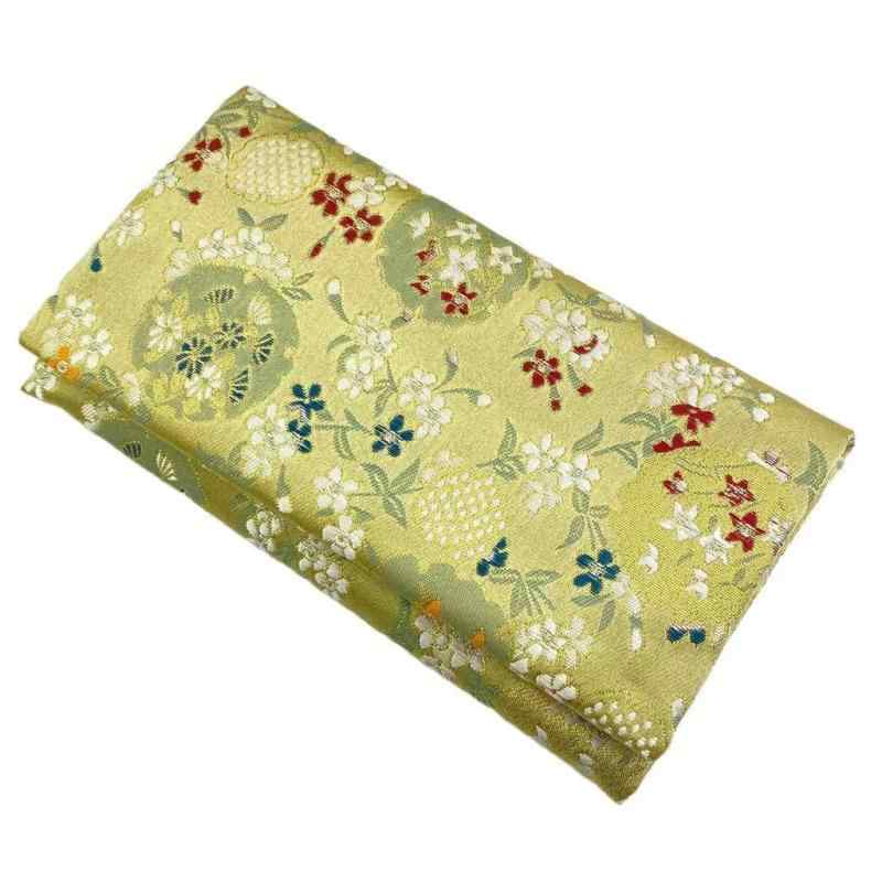 妙蓮花 数珠袋 (念珠入れ) レーヨン 織錦製 鉄紺色 金茶色 大サイズ (縦11cm×横19.5cm) 携帯に便利な数..