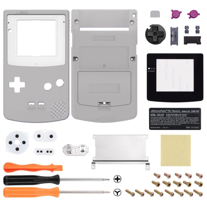 Gameboy Colorに対応用IPSアップグレード済みeXtremeRate交換用シェルフルハウジングカバーボタン付き、GBC OSD IPS &amp; Regular IPS &amp; Standard LCDにも対応します（コン...