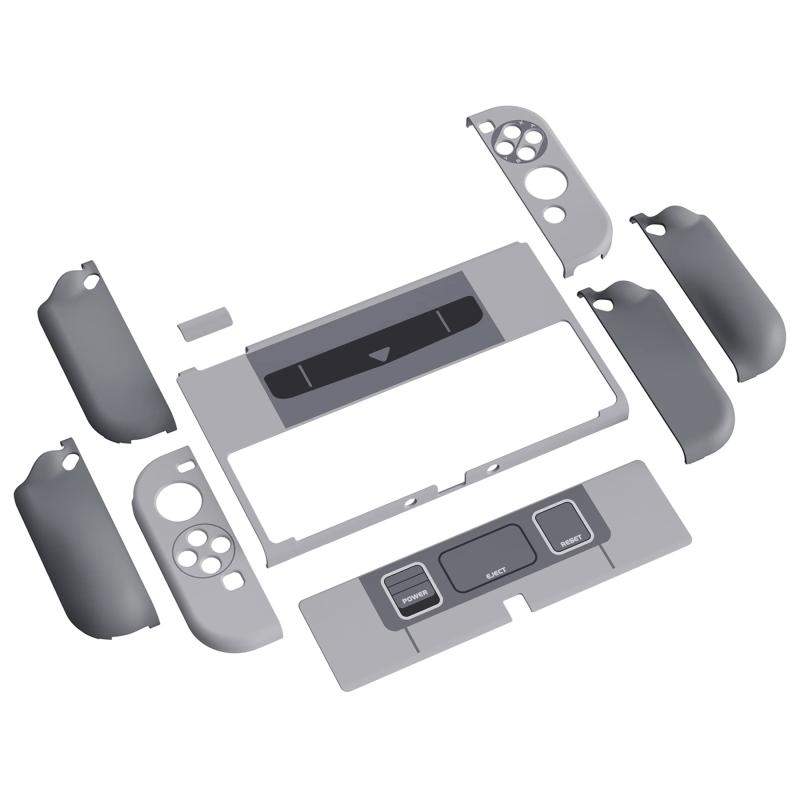 PlayVital AlterGrips Nintendo Switch有機elに対応用保護シェル（パターンスタイル）、ジョイコンに対応用人間工学に基づいたデザインしたハードカバー、サムグリップキャップカバーとボタンキャ