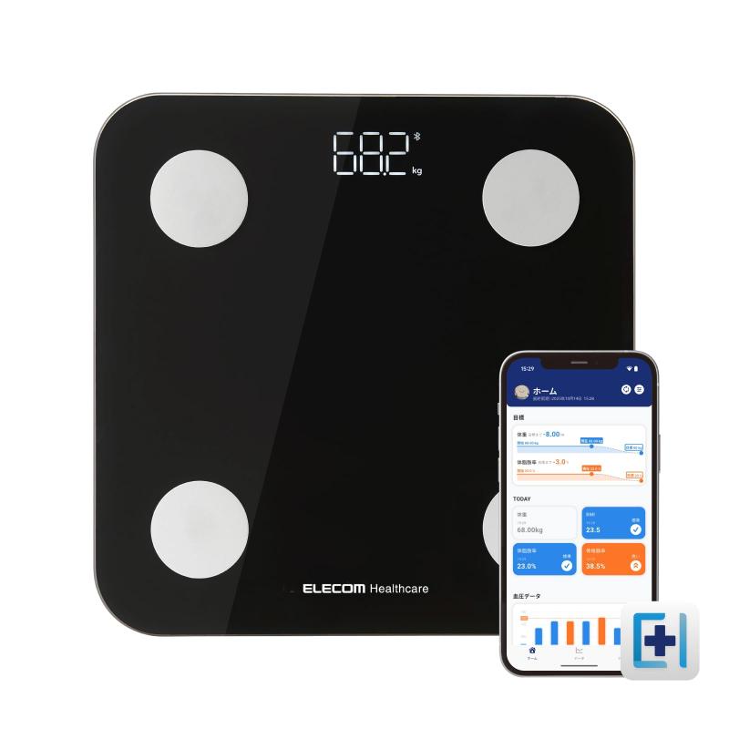 エレコム 体組成計 50g単位 Bluetooth/Wi-Fi通信機能搭載 13項目 [体重・体脂肪率・BMI・基礎代謝量・骨格筋率・内臓脂肪レベル・骨量・皮下脂肪率・FFMI・ボディタイプ・前回体重差・体脂肪量・