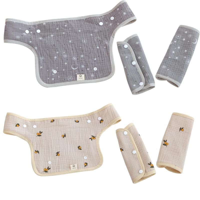 抱っこ紐よだれカバー 胸当てよだれパッド 6枚セット 綿ガーゼ ベビー 赤ちゃん 肩紐カバー サッキングパッド おでかけ お出産祝い