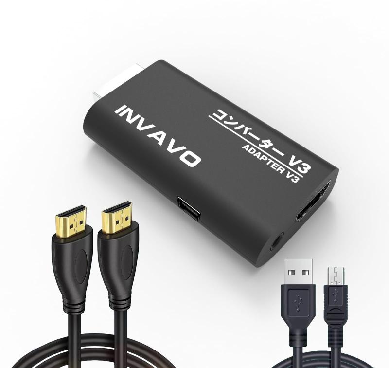 INVAVO製 【重要な改良】V3 PS2専用HDMI接続コネクター PS2 toHDMI 変換アダプター 携帯便利 復活COVERTER (ハイスピードUSBケーブル＋ケーブル)