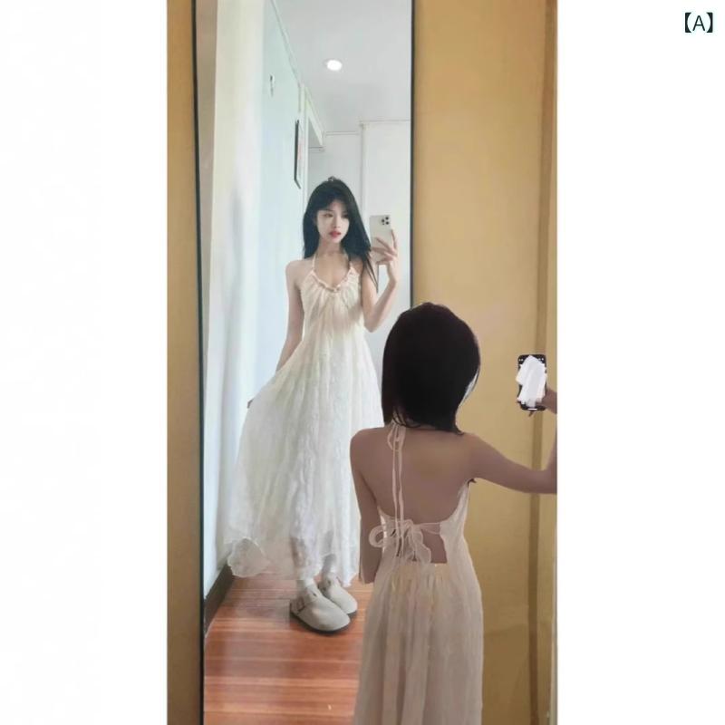 ワンピース レディース 花柄 キャミソール 背中開き 吊り下げネック シフォン素材 ロング丈 リゾート 海遊び ビーチ 旅行 ゆったり 体型カバー 通気性抜群 着脱簡単 涼しい 夏服