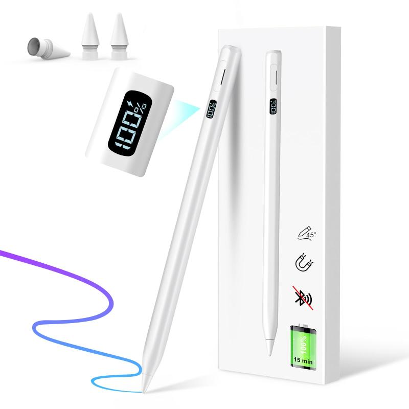 iPad ペンシル LED電量表示/15分急速充電 MEKO iPadペン アップルペンシル Apple Pencil代替 タッチペン アイパッド専用 超高感度 スタイラスペン 2018年以降i Padに対応/傾き感知/磁気吸着/パームリジ