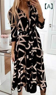Dresses - ワンピース レディース 長袖 Vネック 花柄 膝丈 ロング丈 ボタン付き ウエストリボン 春秋 通勤 お出かけ シフォン風 柔らかい素材 体型カバー 動きやすい おしゃれ きれいめ カジュアル フォーマル デート パーティー