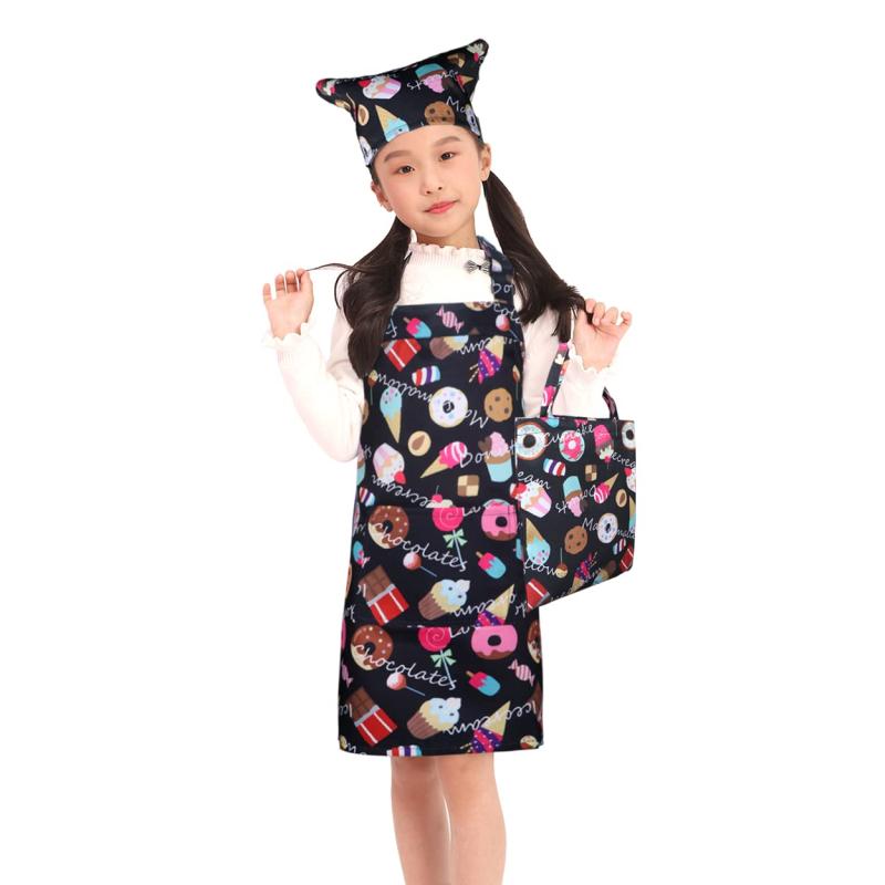 [BIGHAS] キッズ エプロン 三角巾 巾着バッグ 3点セット 子供 着脱簡単 恐竜 小学生 ネームタグ付き ホコリが付きにくい