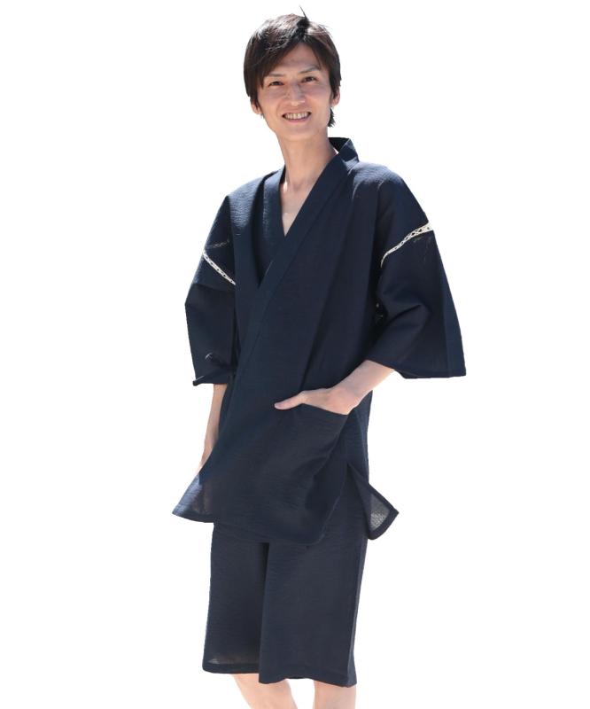 [ニシキ] 甚平 しじら織り 上下セット メンズ 綿100％ 涼しい ルームウェア 部屋着 紳士 和服 M/L/LL/3L