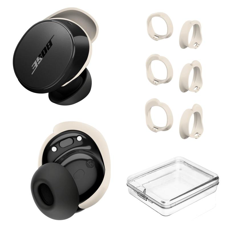 Bose QuietComfort Earbuds (2024) 用イヤホン保護ケース、CONTEME カラビナ付きシリコンソフトケース、ロゴ、フロント LED 表示