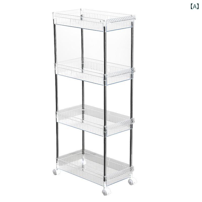 Sink Side Racks - キッチンワゴン 隙間収納 3段 スリムワゴン キャスター付き ストッカー 野菜収納ラック 隙間ラック 隙間収納ワゴン 冷蔵庫横収納 キッチン整理棚 整理整頓 野菜ストッカー 省スペース スリムワゴン 移動しやすい キャスター付きワゴン