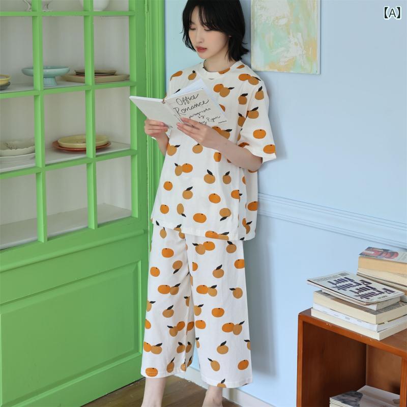 Other - パジャマ レディース セットアップ ルームウェア 上下セット 花柄 コットン混 半袖 七分丈パンツ 部屋着 寝巻き ナイトウェア カジュアル 柔らかい 通気性 吸汗 速乾 収納しやすい 快適に眠れる