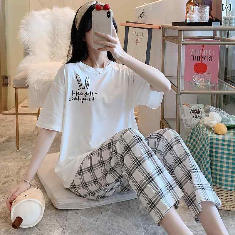 Other - パジャマ レディース コットン素材 セットアップ 半袖 七分丈パンツ ルームウェア 上下セット かわいい 部屋着 寝巻き 快適肌触り 吸汗 通気性 柔らかい 軽い 体型カバー おうち時間 ゆったり リラックス
