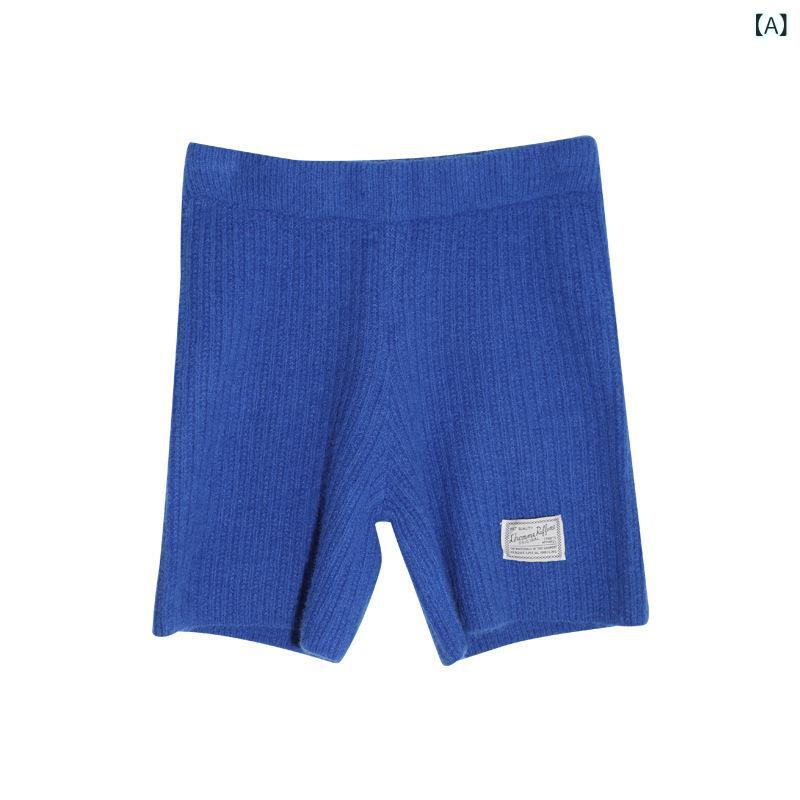 ニットパンツ レディース ショートパンツ 短め ニット素材 ハイウエスト ゴム仕様 伸縮性 美脚効果 部屋着 ルームウェア ワンマイルウェア 動きやすい ボトムス 春夏秋 普段着 カジュアル