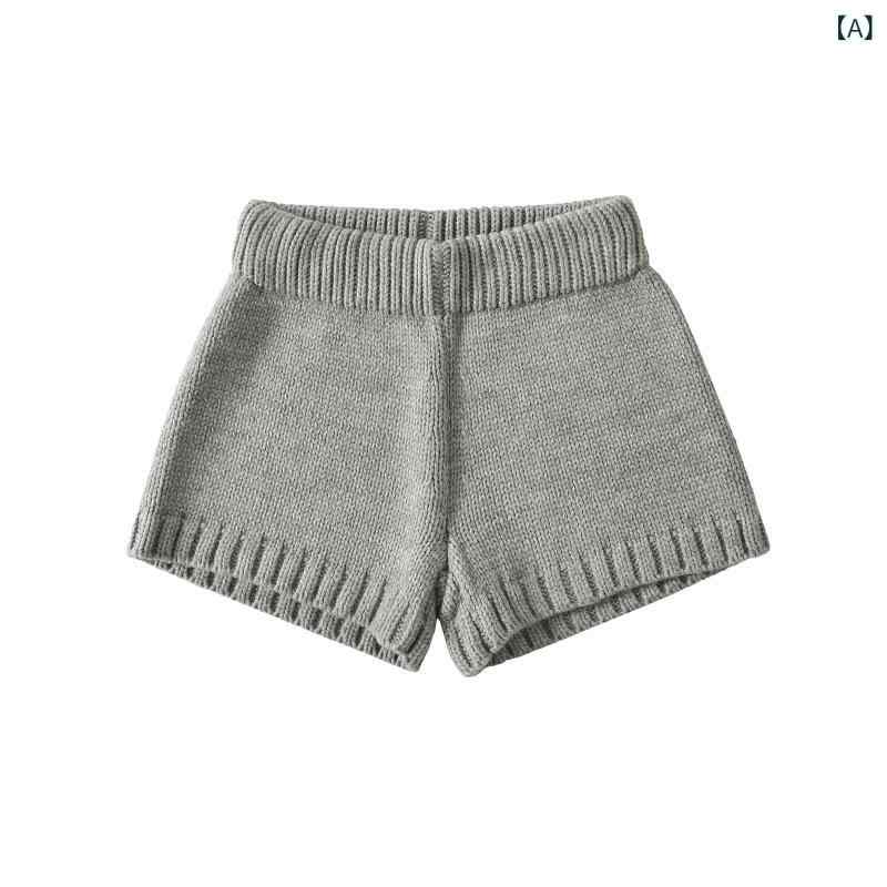 ショートパンツ レディース ニット素材 伸縮性 ウエストゴム 短パン ボトムス ルー...