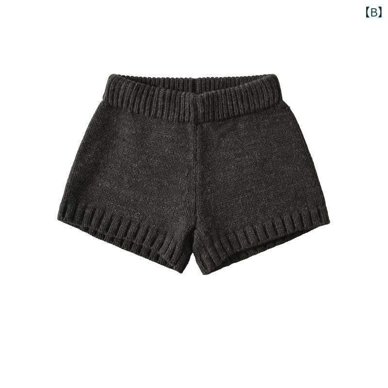 ショートパンツ レディース ニット素材 伸縮性 ウエストゴム 短パン ボトムス ルー...