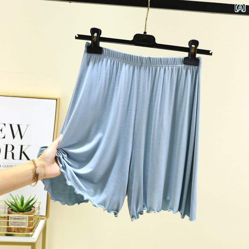 ショートパンツ レディース モダール素材 ルームウェア 伸縮性 ウエストゴム フリル 部屋着 寝巻き 裾フリル ワイドシルエット 楽ちん リラックス 動きやすい 夏用 ワンマイルウェア 涼しい 快適履き心地