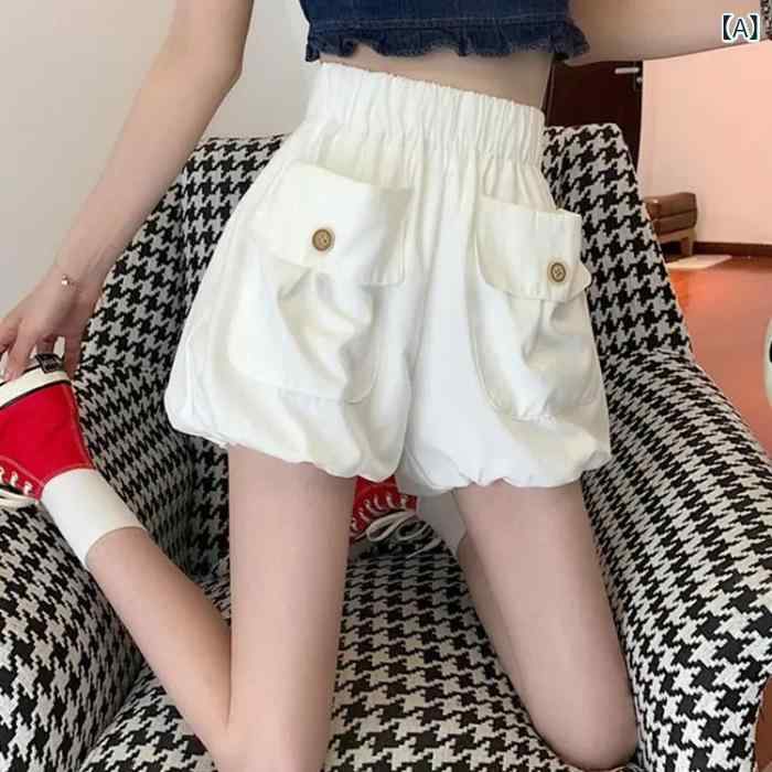 ショートパンツ レディース 短パン カボチャパンツ かぼちゃパンツ ハーフパンツ ウエストゴム ハイウエスト ゆったり 無地 涼しい ボトムス 動きやすい 春夏 カジュアル 普段着 ルームウェア