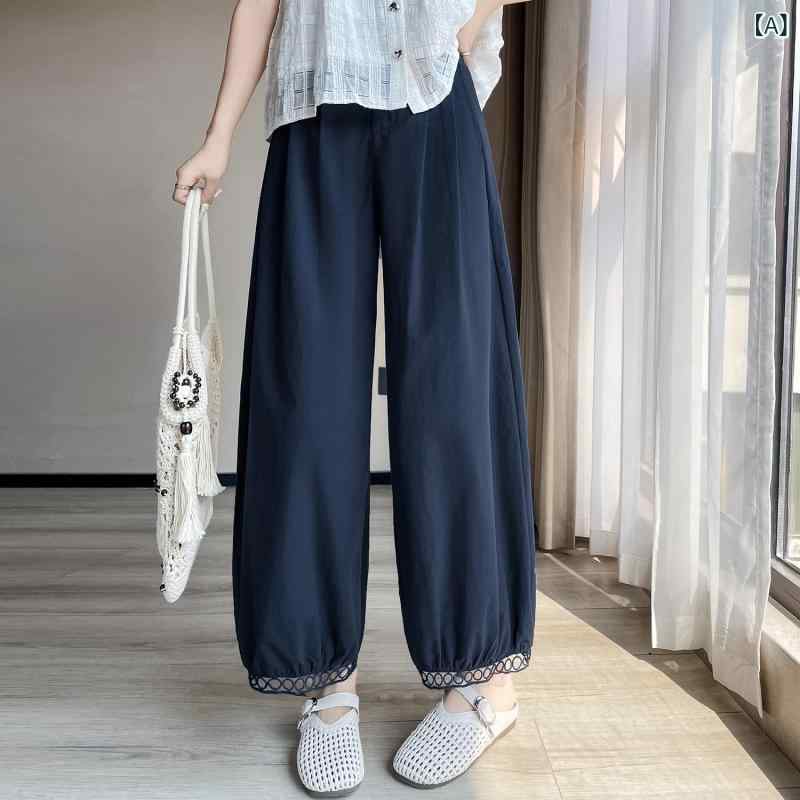 樂天商城 - ワイドパンツ レディース レースパンツ 九分丈 ウエストゴム コットン調 透かし編み ワイドシルエット 涼しい 薄手 体型カバー きれいめ ワイドパンツ ゆったり カジュアル 部屋着 普段着 リゾート 旅行