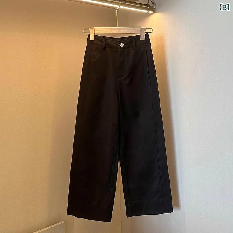 kbox楽天市場店のワイドパンツ レディース ベージュ ストレート センタープレス ハイウエスト ロング丈 薄手 通気性 体型カバー 美脚効果 着痩せ 通勤 オフィス デイリー カジュアル 春夏秋 おしゃれ ボトムス ズボン｜アングル2