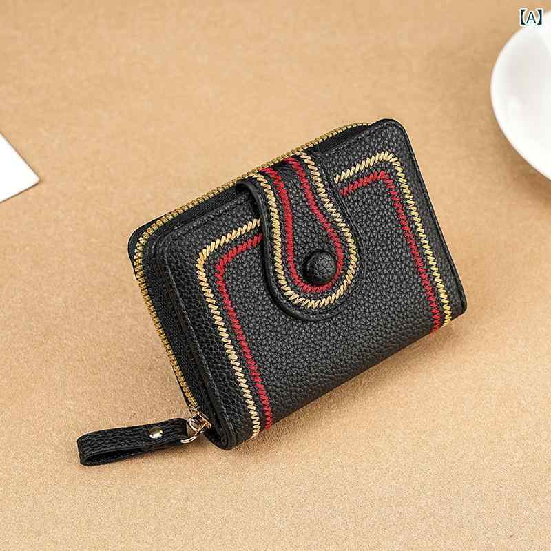 財布 レディース 二つ折り 小銭入れ 折りたたみ 大容量 カードケース 蛇腹式 刺繍 レザー調 コンパクト 多機能 持ち運び便利 軽量 ギフト プレゼント