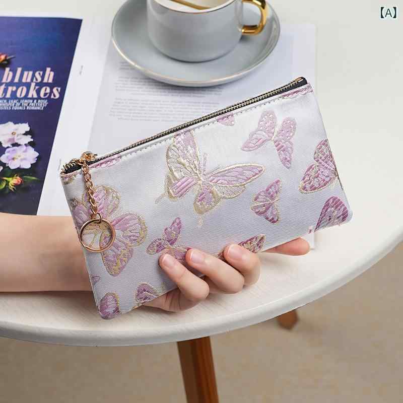 乐天商城 - 財布 レディース 長財布 刺繍 パール付き カード収納 ラウンドファスナー 大容量 多機能 手持ちストラップ付き 使いやすい スマホ収納可能 小銭入れ 仕切り付き お札入れ ロングウォレット