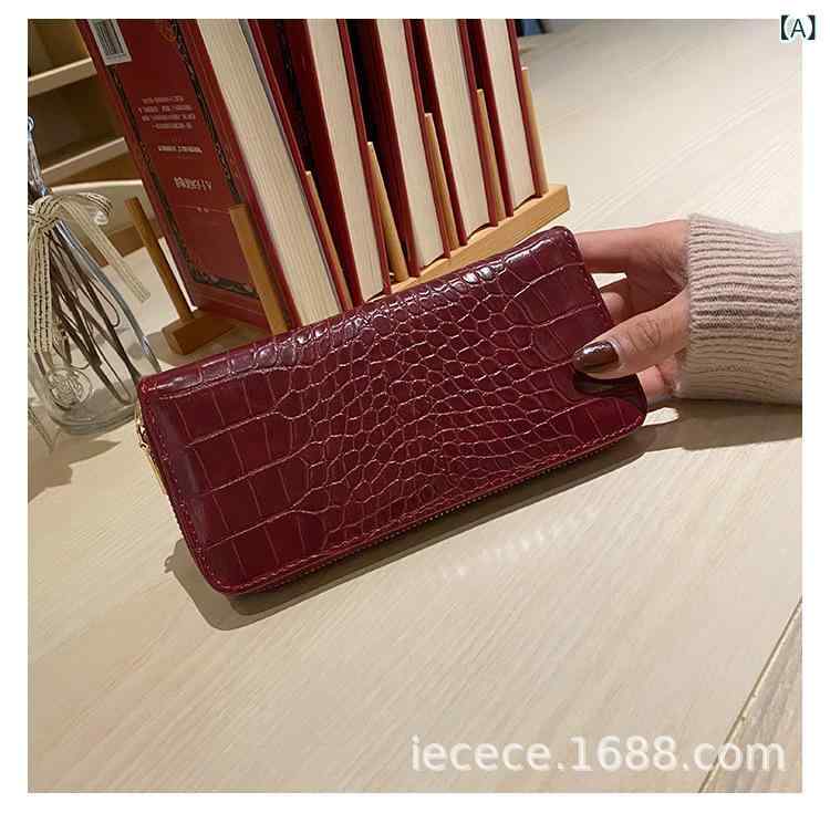 長財布 レディース クロコダイル型押し 財布 ロングウォレット レザー調 ラウンドファスナー 大容量 カード収納 スマホ入れ クラッチバッグ 多機能 軽量 ポケット多い 整理しやすい ギフト プレゼント