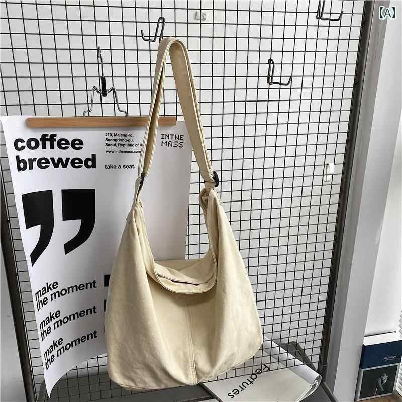 Rakuten - ショルダーバッグ レディース 帆布 キャンバス 大容量 斜め掛け 無地 カジュアル シンプル 通学 通勤 マザーズバッグ 旅行 お出かけ 多機能 収納しやすい 丈夫 軽量 男女兼用 ワンショルダー