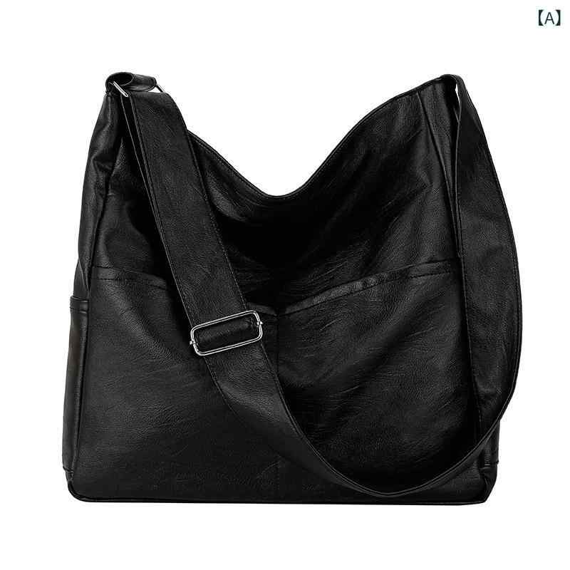 Tote Bag - ショルダーバッグ レディース 大容量 トートバッグ 2way 斜めがけ バケツ型 レザー調 合成皮革 収納しやすい 通勤 通学 旅行 軽い シンプル 軽量 多機能 デイリー 丈夫 普段使い 斜め掛け 肩掛け 鞄 かばん
