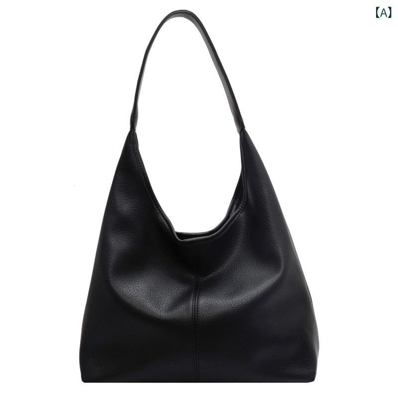 Tote Bag - ショルダーバッグ レディース 大容量 トートバッグ 肩掛け バッグ レザー調 鞄 軽量 収納しやすい ファスナー付き 通勤 通学 旅行 シンプル カジュアル 無地 おしゃれ 大人 デイリー 多機能 斜め掛け