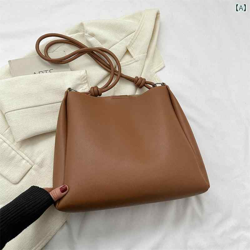 Tote Bag - ショルダーバッグ レディース 斜め掛けバッグ スクエア型 トートバッグ 2way 大容量 レザー調 通勤バッグ お出かけバッグ 収納しやすい ポケット付き 丈夫 シンプル 無地