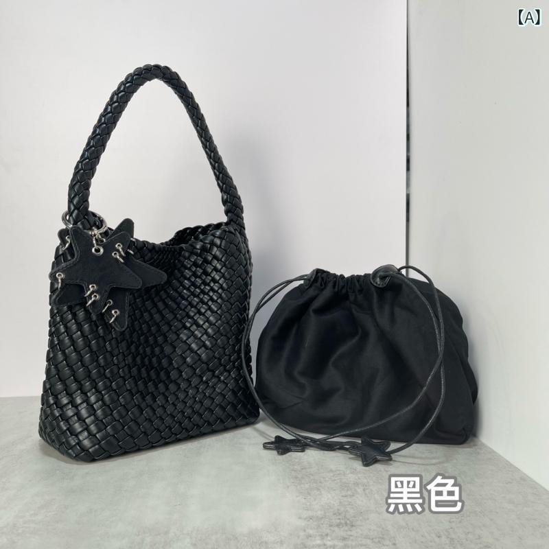 トートバッグ レディース 編み込み 大容量 ハンドバッグ ショルダーバッグ 2way 軽...