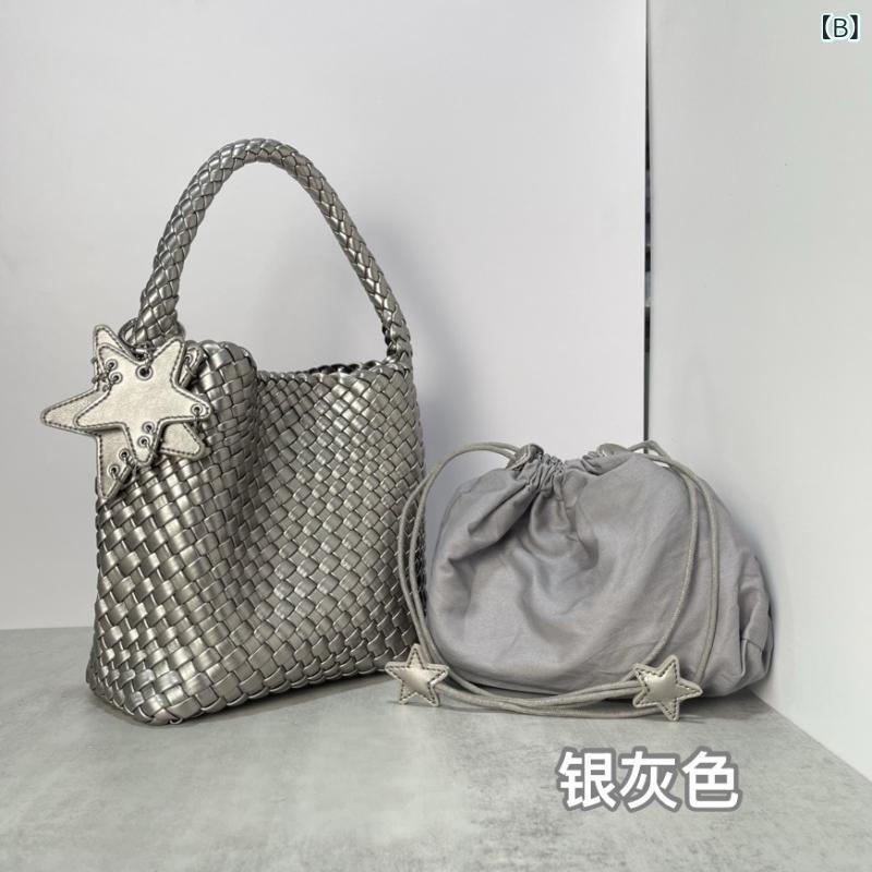 トートバッグ レディース 編み込み 大容量 ハンドバッグ ショルダーバッグ 2way 軽...