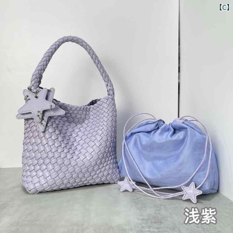 トートバッグ レディース 編み込み 大容量 ハンドバッグ ショルダーバッグ 2way 軽...