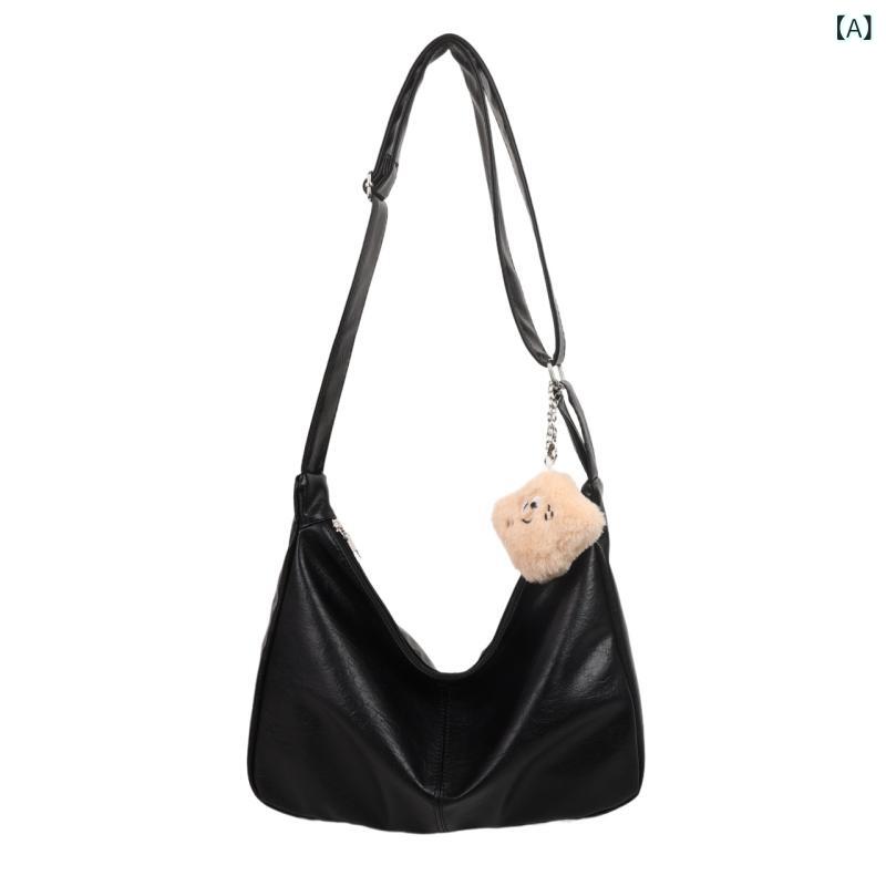 Tote Bag - ショルダーバッグ レディース 斜め掛け 軽量 大容量 トートバッグ 鞄 通勤 通学 おしゃれ カバン レザー調 収納しやすい カジュアル シンプル 無地 手提げ かばん 多機能 ポケット 肩掛け 斜めがけバッグ