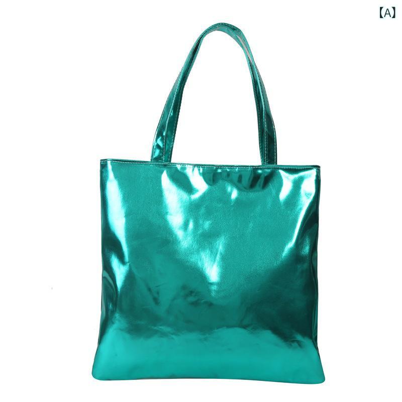 Tote Bag - トートバッグ レディース ホログラム素材 手提げバッグ 透明感 ビッグサイズ 大容量 通学 通勤 お出かけ ショッピングバッグ 収納しやすい 軽量 レジャー アウトドア 虹色バッグ