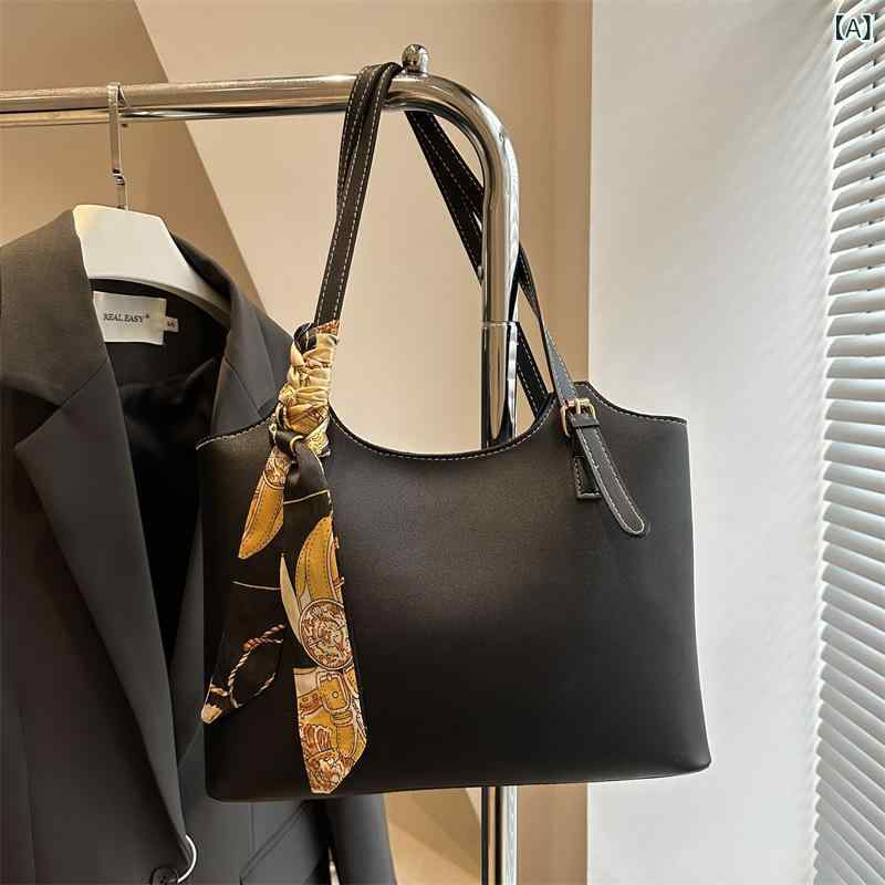Tote Bag - トートバッグ レディース ショルダーバッグ レザー調 柔らか素材 2way 通勤バッグ 大容量 シンプル 肩掛け 斜め掛け 手提げバッグ 軽い 使いやすい 収納しやすい オフィスバッグ 通学