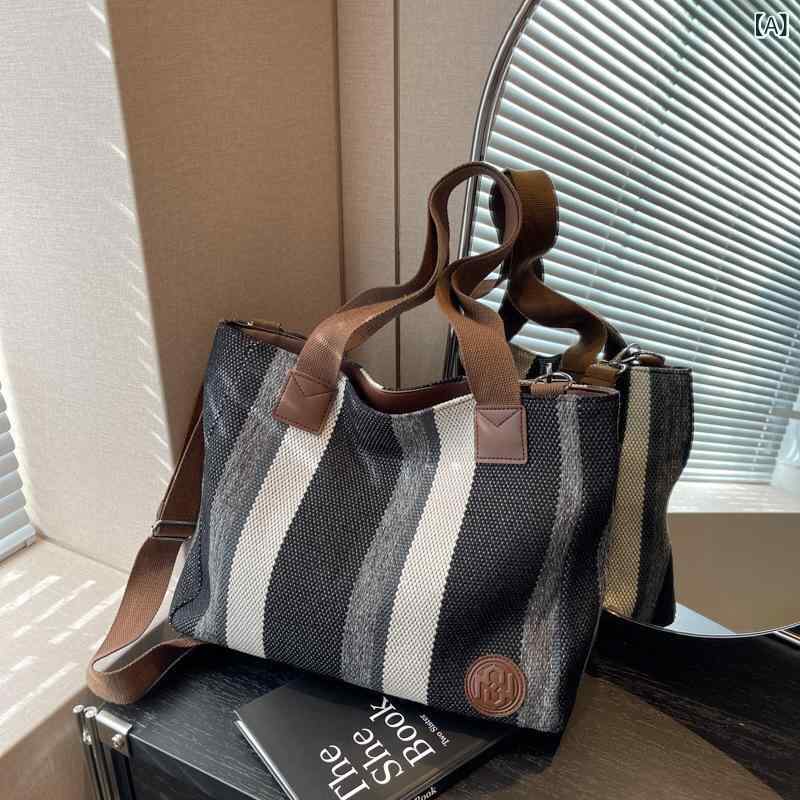 トートバッグ レディース 帆布 キャンバスバッグ 縦型 ストライプ ショルダーバッグ 大容量 A4 通学 通勤 シンプル 丈夫 収納しやすい 肩掛け 斜め掛け マザーズバッグ 旅行 カジュアル 鞄